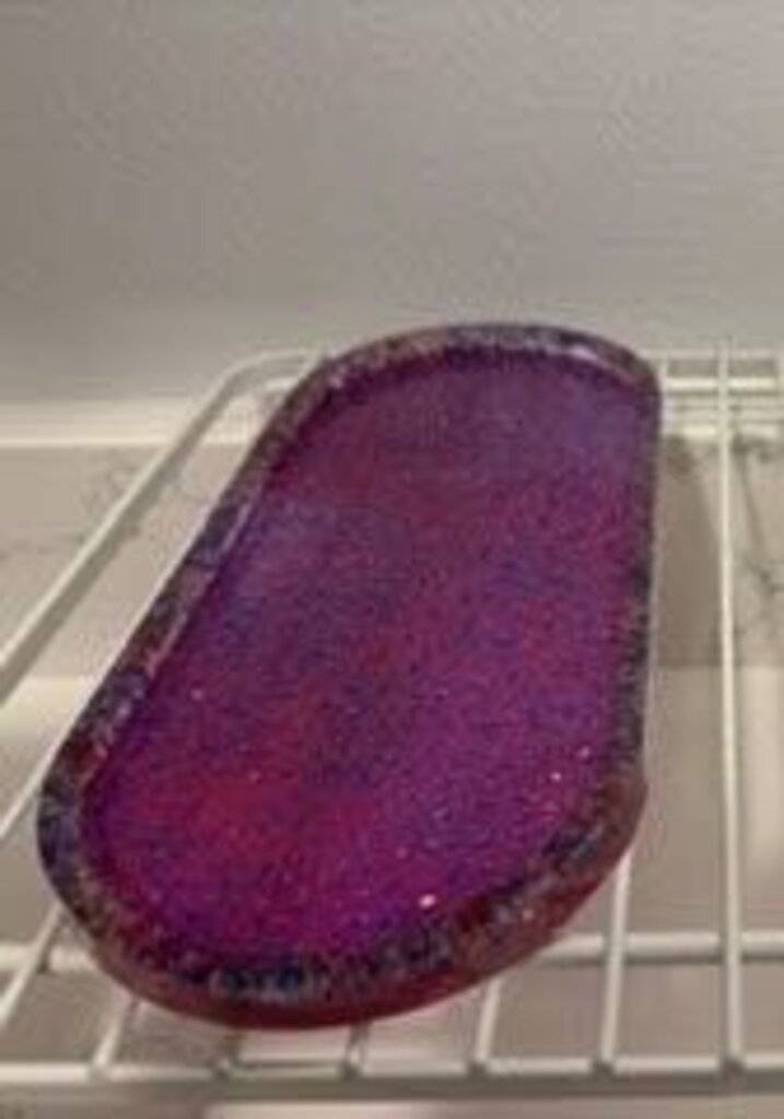 Medium Pink and White Oval Tray
