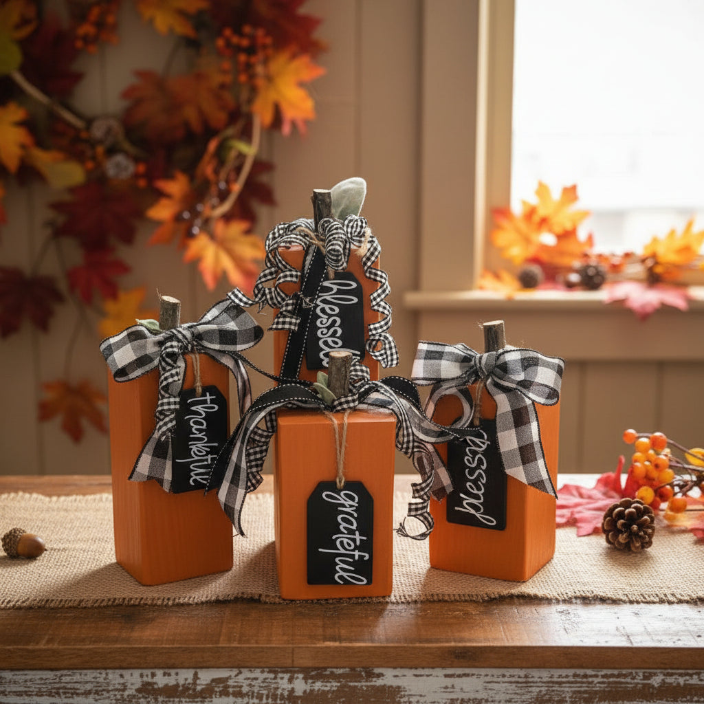 Set of 3 Orange Pumpkins 12,10,8in