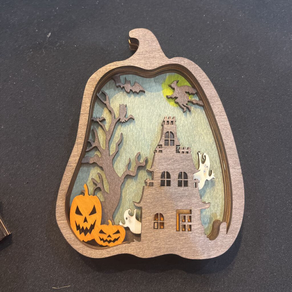 Spooky Pumpkin with House 3D Layered Sign