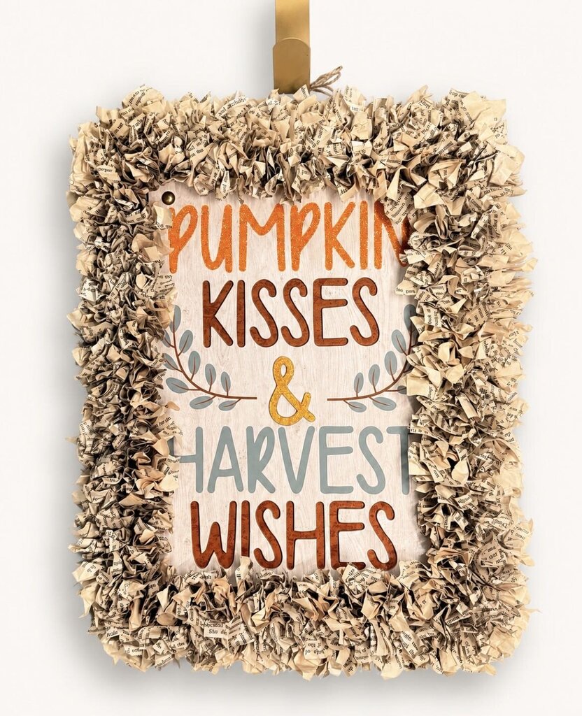 Pumpkin Kisses & Harvest Wishes Bookpage Wall Sign
