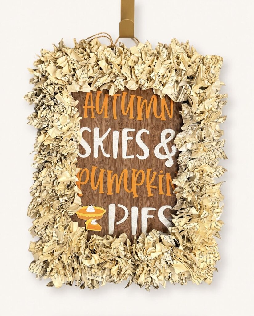 Autumn Skies & Pumpkin Pies Bookpage Wall Sign