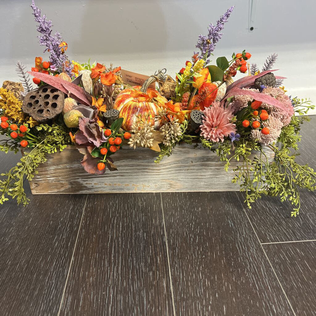 Fall Silk Floral Arrangement in Wood Box