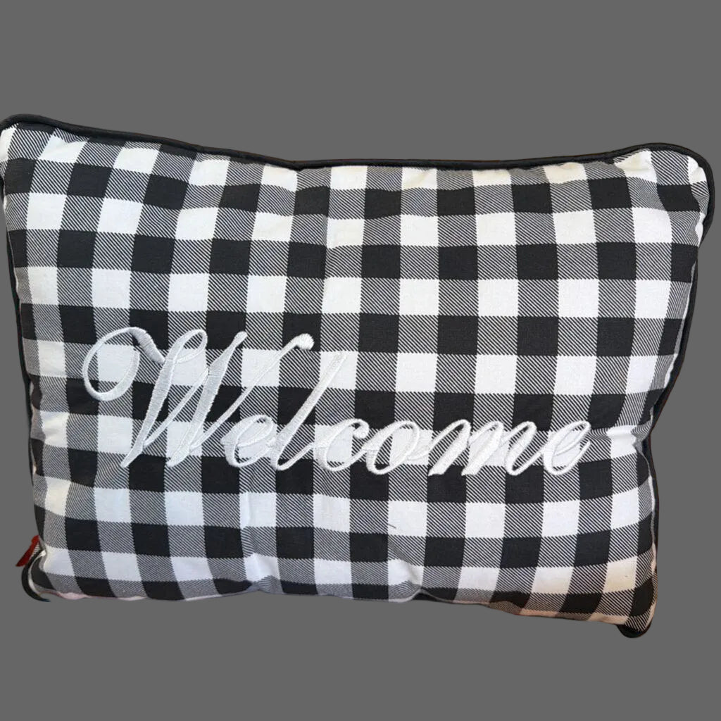 White & Black Welcome Pillow