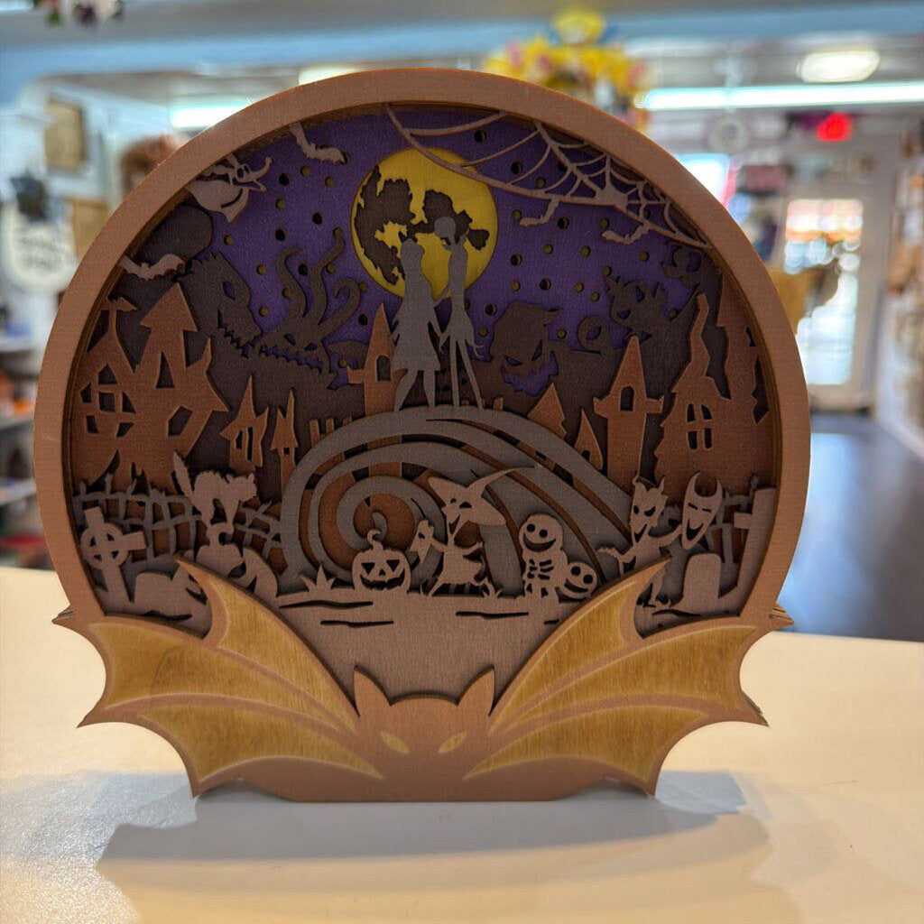 Jack & Sally 3D Layered Wood Sign