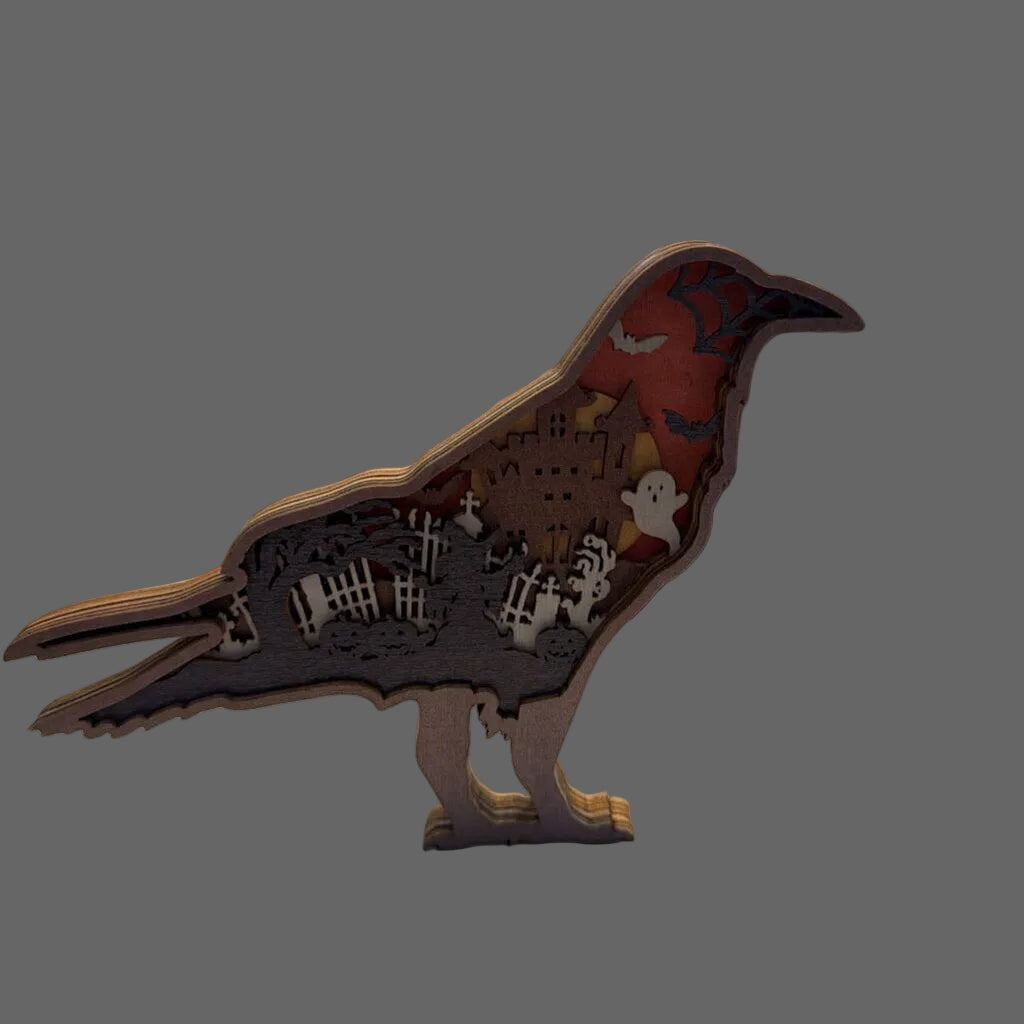Crow 3D Layered Wood Sign