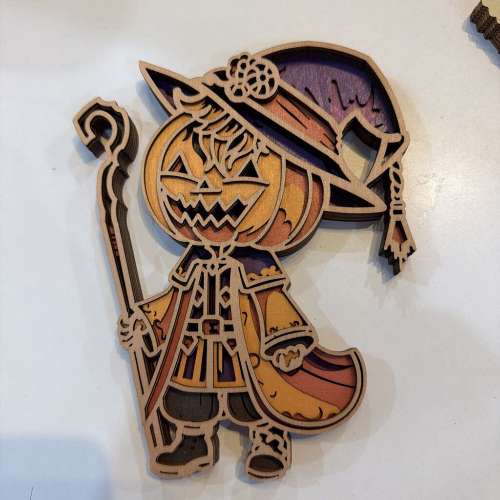 Pumpkin Witch 3D Layered Wood Sign