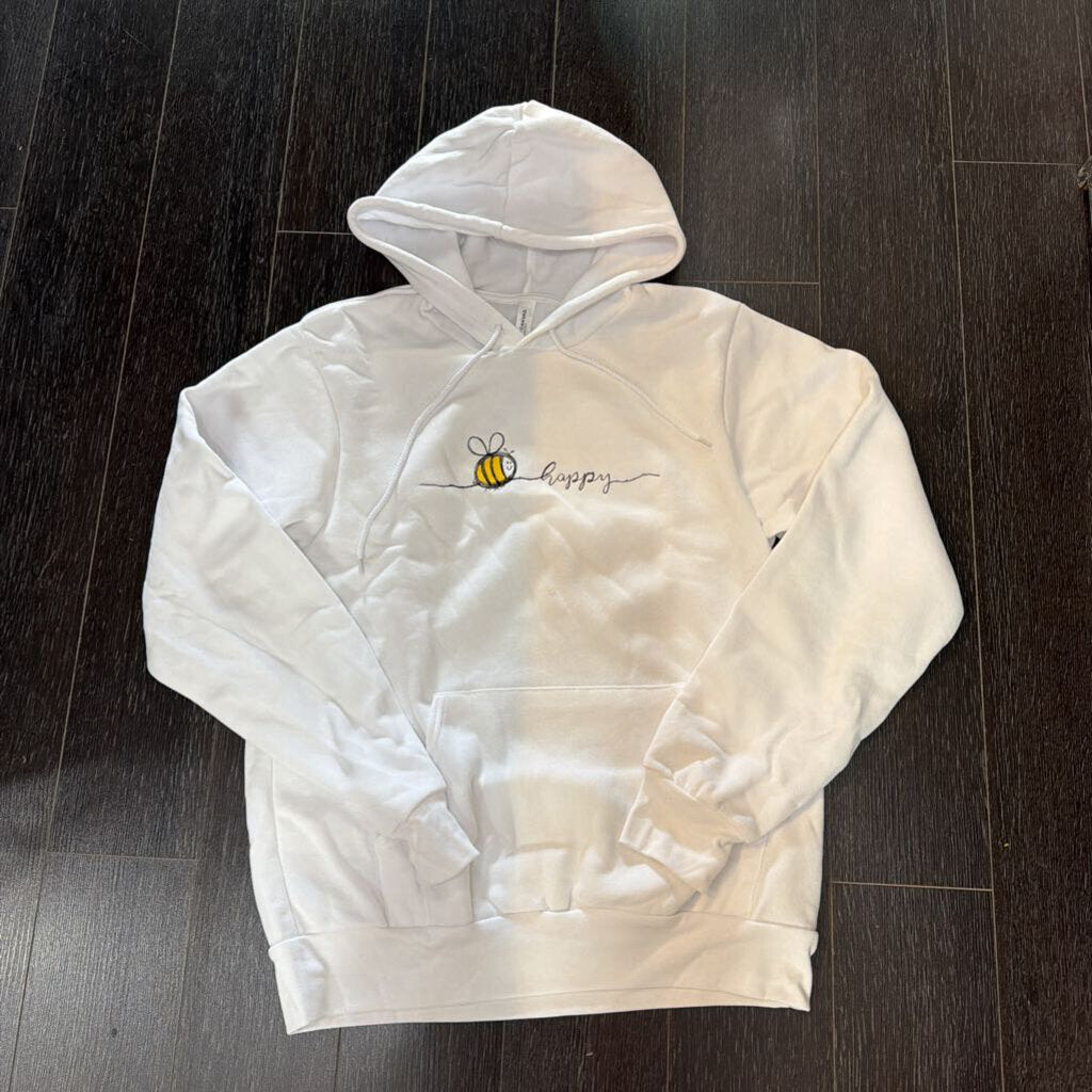 Bee Happy Hoodie MED White