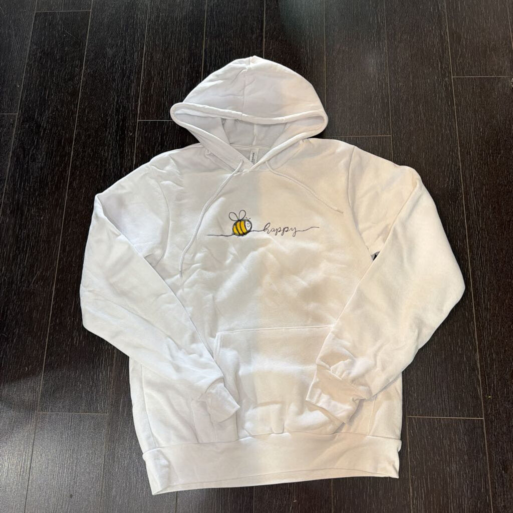 Bee Happy Hoodie LG White