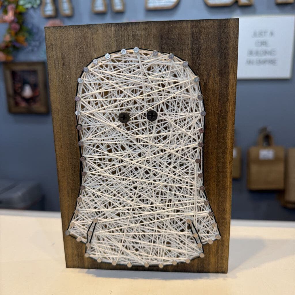 Ghost on Wood (string art)