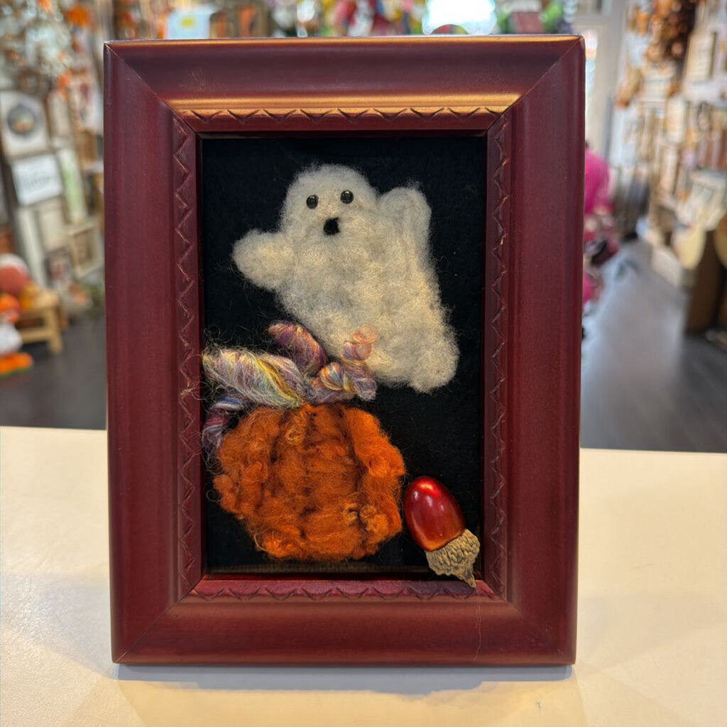 Felted Ghost & Pumpkin Picture
