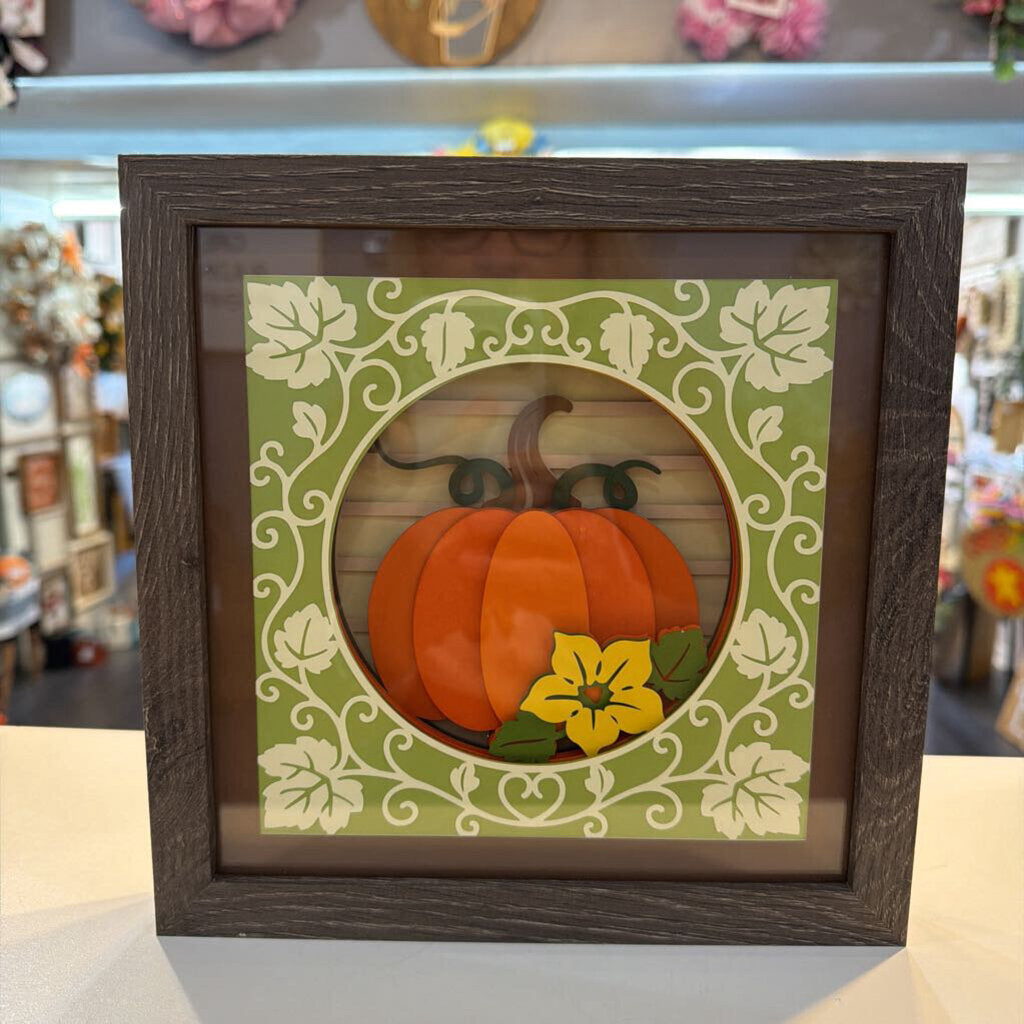 Folk Art Pumpkin Shadow Box