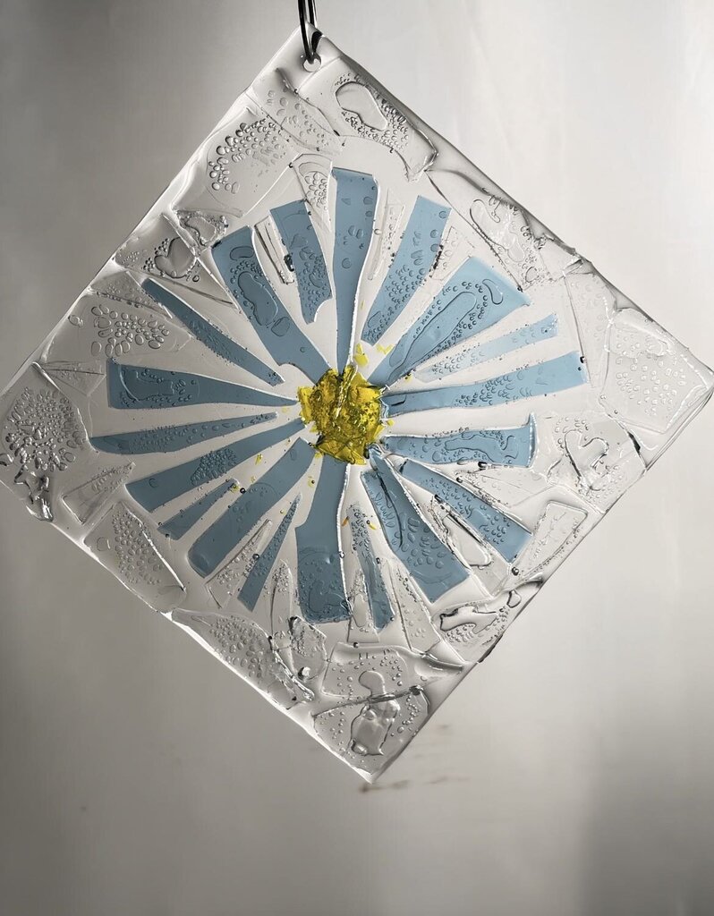 Floral blue, on diamond Suncatcher
