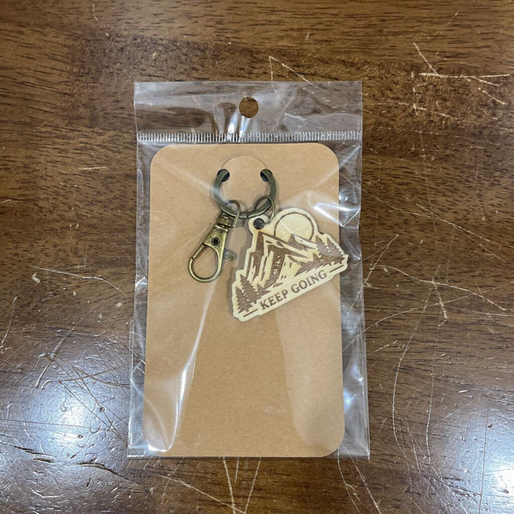 Keep Going Mountain (wood keychain)