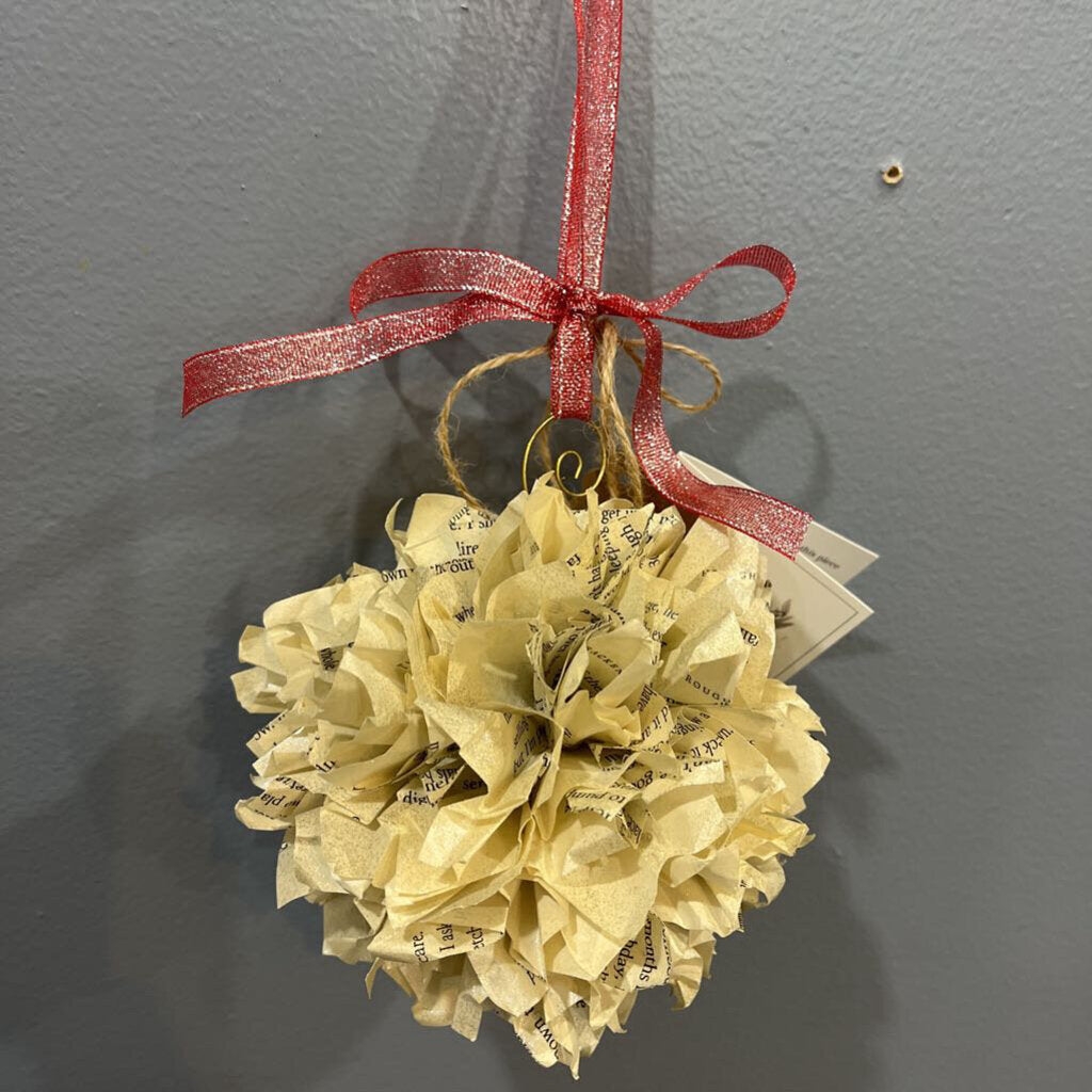 Book Page Snowball ornament