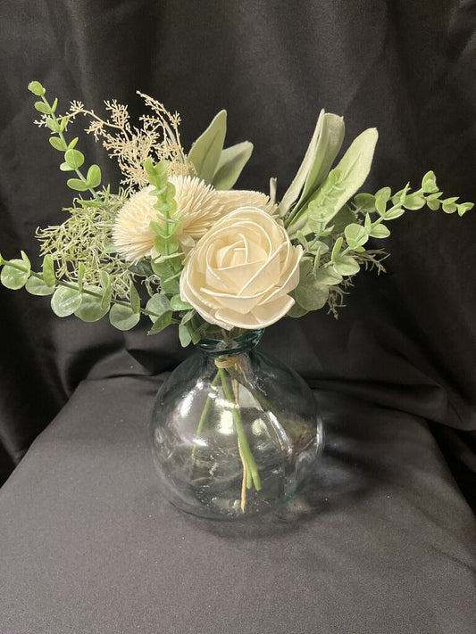 Vase 2pcs Wood Florals