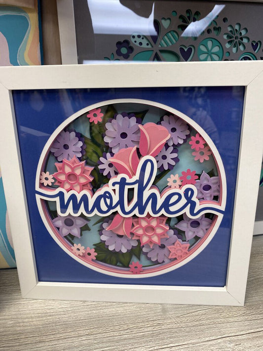 Mother White, Blue/pin, Size: 8x8