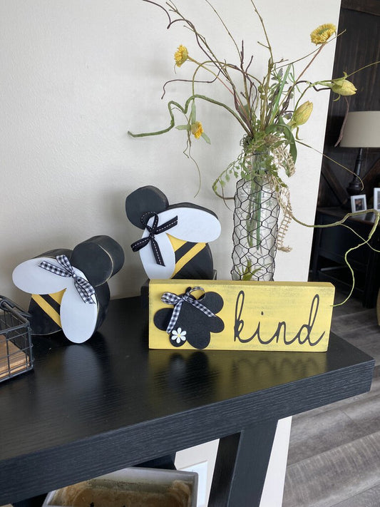 Bee Kind wood sign