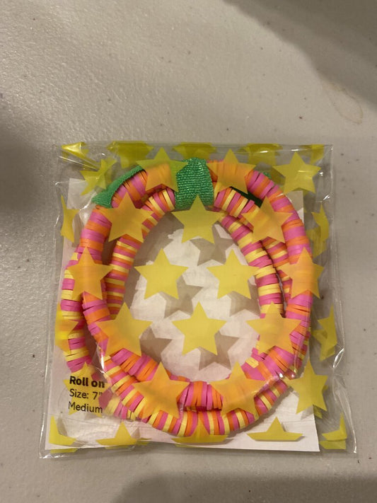 Bracelet, BrightStck, Orange/P, Size: Medium