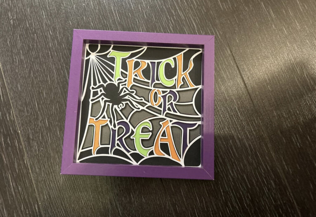 Trick Or Treat, shadowbox Size: 6x6