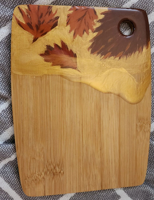 Small hand painted and resin bamboo board