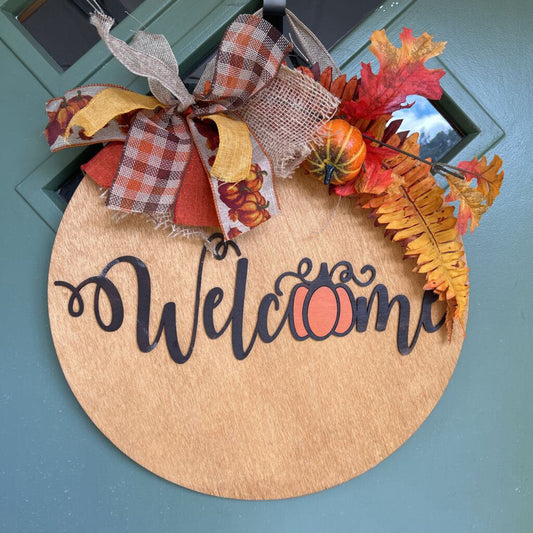 Pumpkin Welcome 18in Round