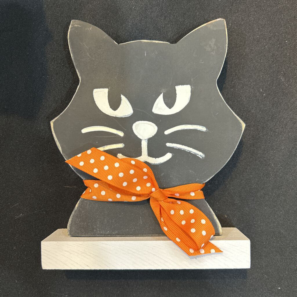 Wood Black Cat face on base