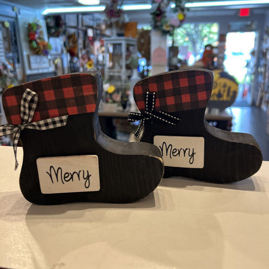 Christmas Stocking/Boot Black Merry