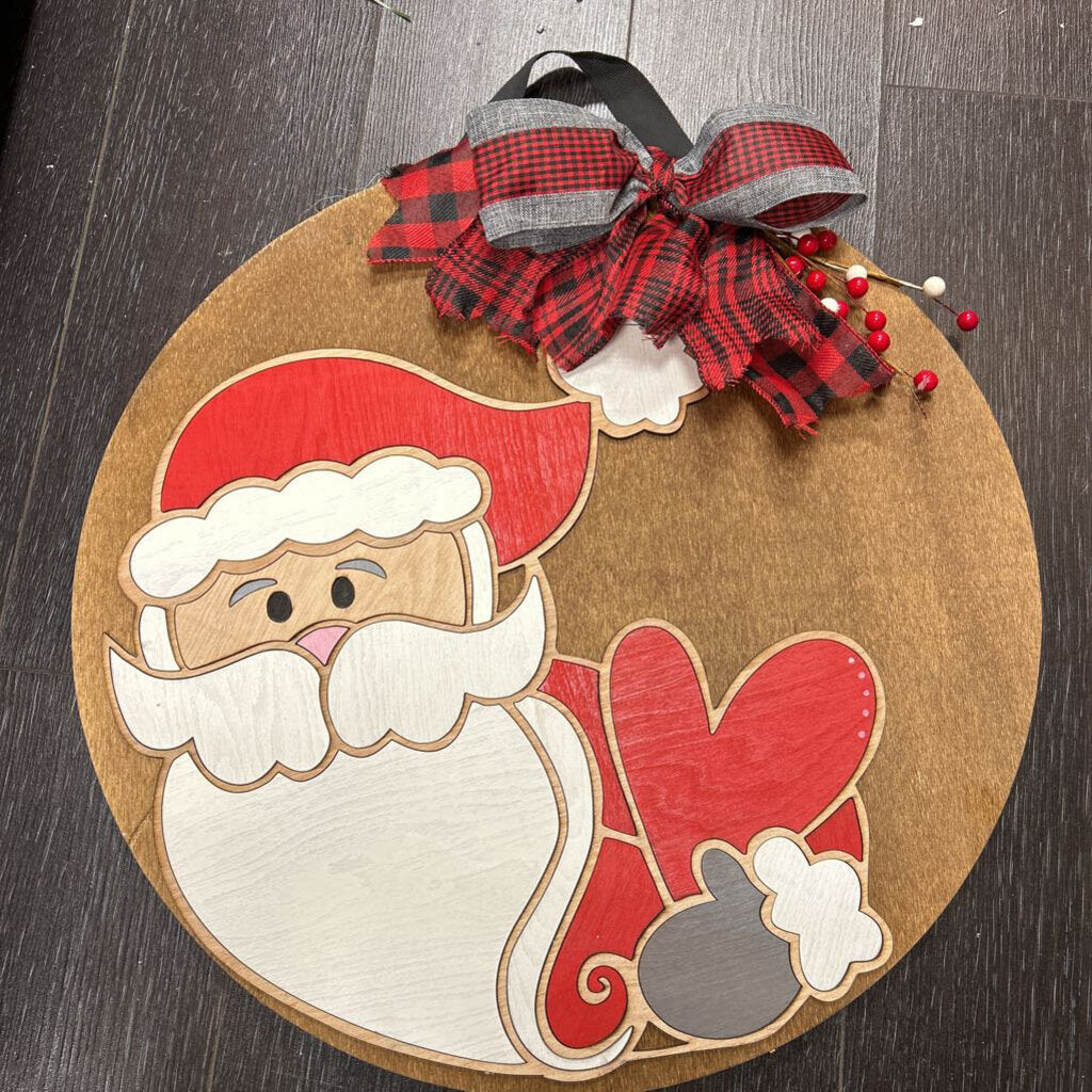 Door Round Santa W/Heart