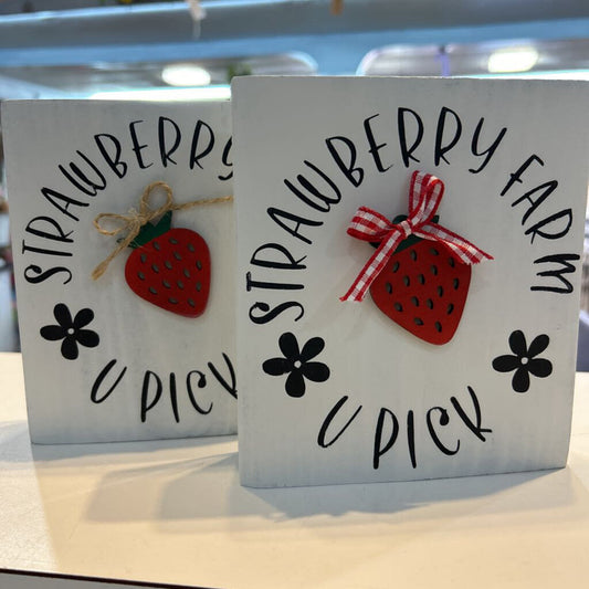 Strawberry Farm U Pick Wood Block