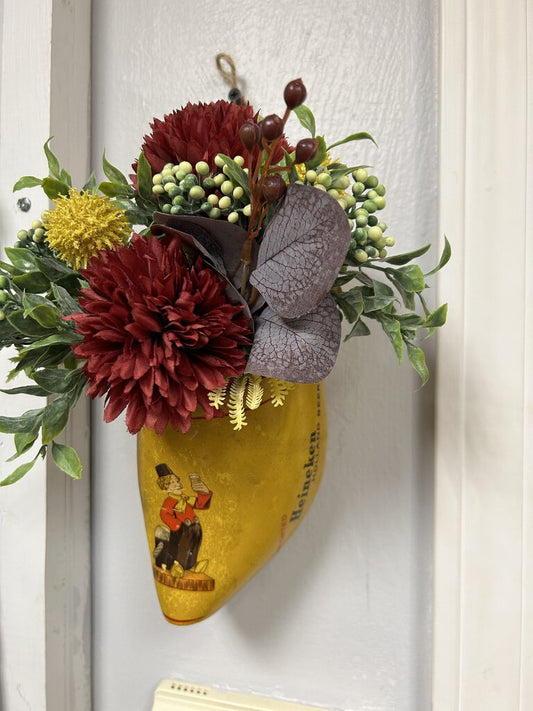 Heineken Clog | Clog | Wooden Shoe | Unique Summer Decor | Unique Floral Hanger | Floral Hanger | Summer Decor
