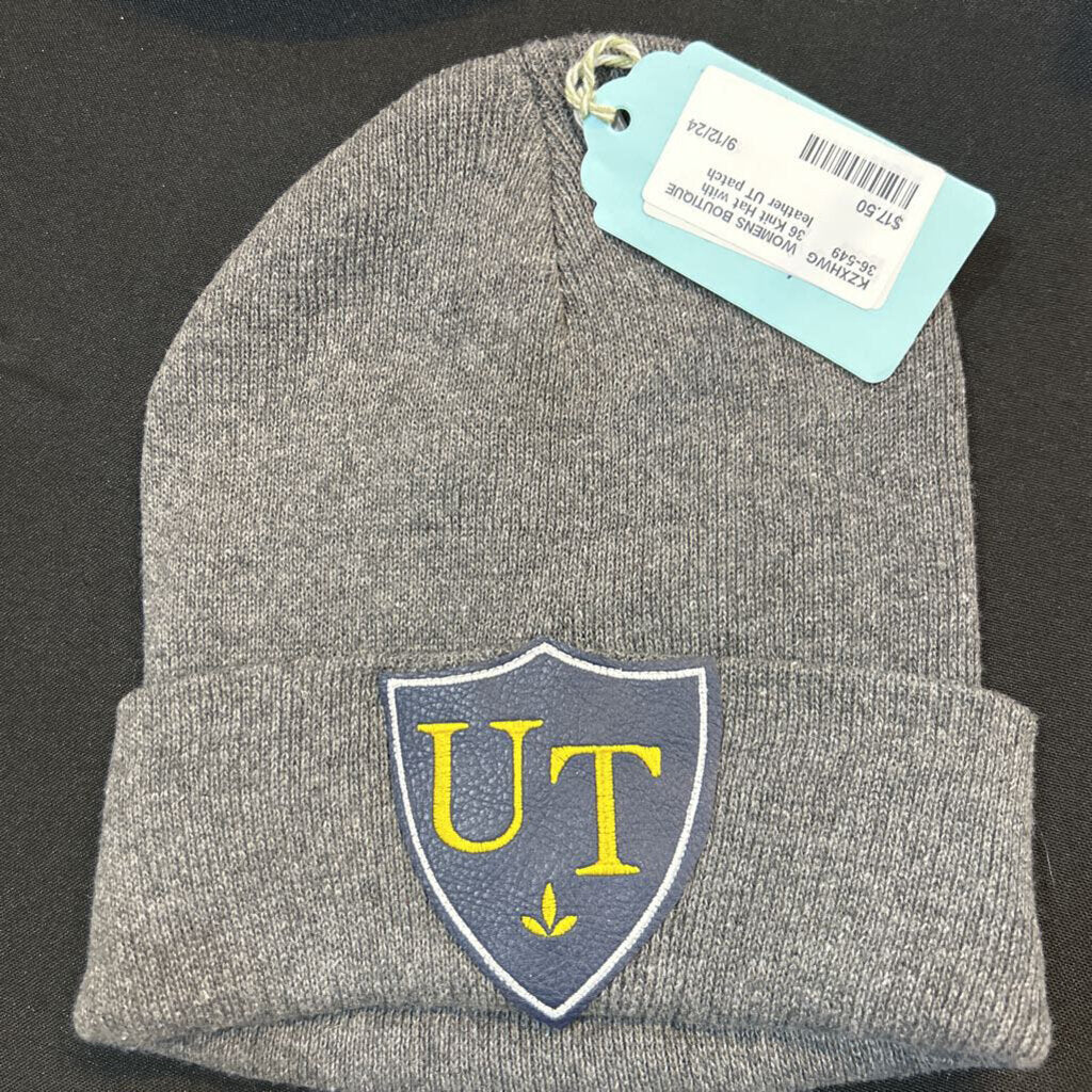 Knit Hat with leather UT patch
