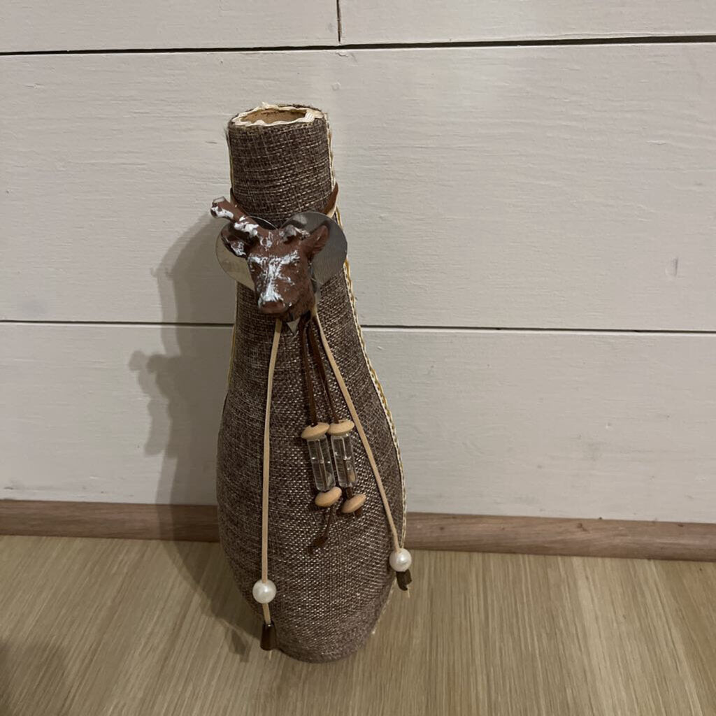 burlap deer vase tall