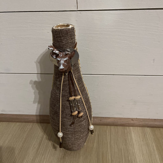 burlap deer vase tall