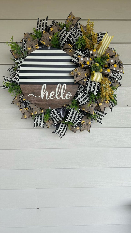 Hello Bumble bee Wreath