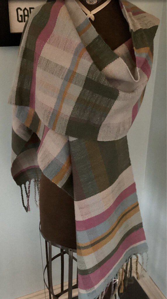 Handwoven 100% Organic Wool Scarf #131