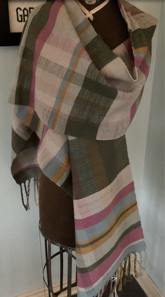 Handwoven 100% Organic Wool Scarf #131