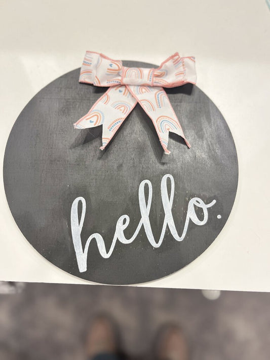 Hello Wood Round Hanger