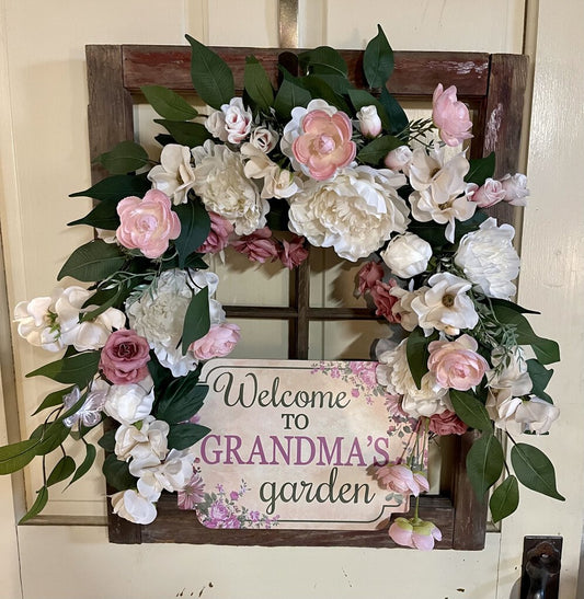 Grandmas garden wreath and frame