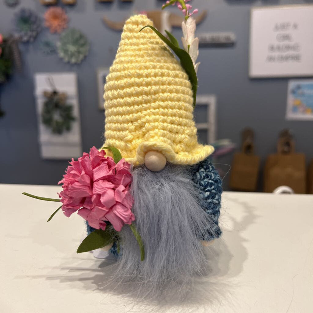 Gnome yellow hat w/florals