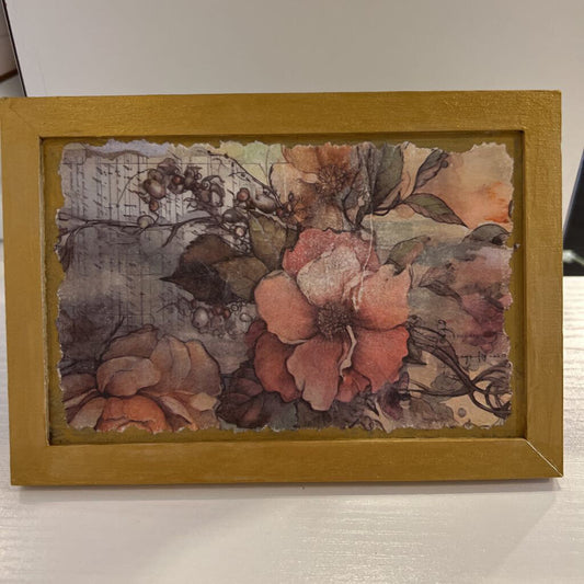 Wood Deco Floral gold frame