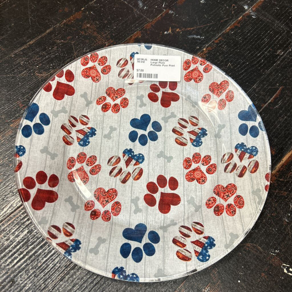 Large Plate Patriotic Paw Print