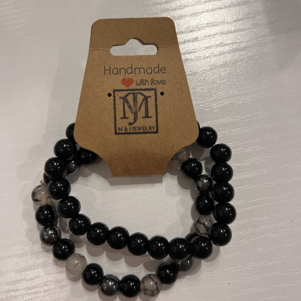 MJ Shadowed Shores Larvikite Onyx Bracelet