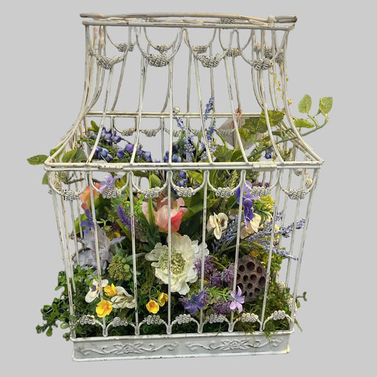 white metal bird cage