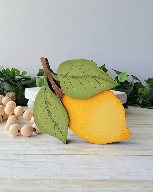 Wood Lemon w/two Leaves