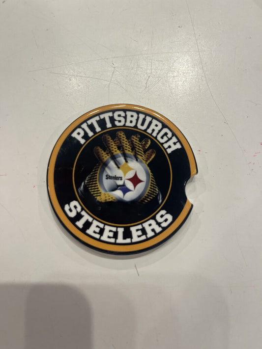 Steelers Round w/ Gloves Car Coasters