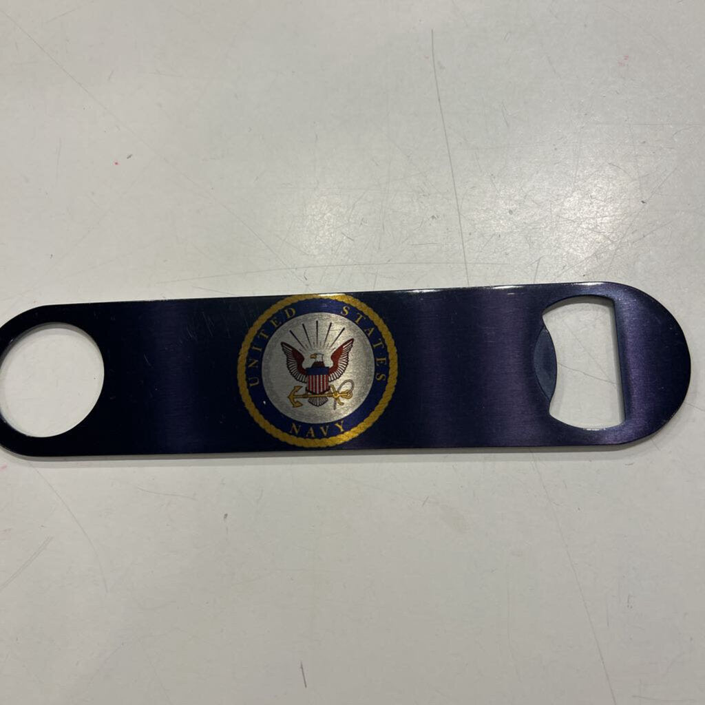 Navy Blue w/Round Logo Bottle Opener w/Magnet