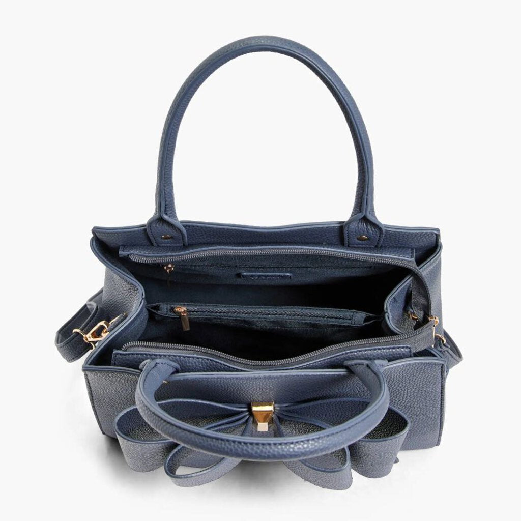 Park Navy Double Bowtie Top Handle Satchel