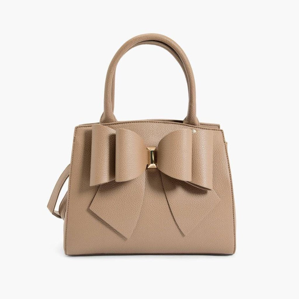 Park Taupe Double Bowtie Top Handle Satchel