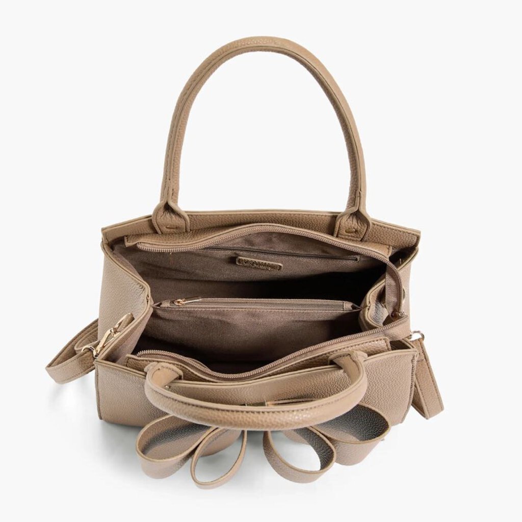 Park Taupe Double Bowtie Top Handle Satchel