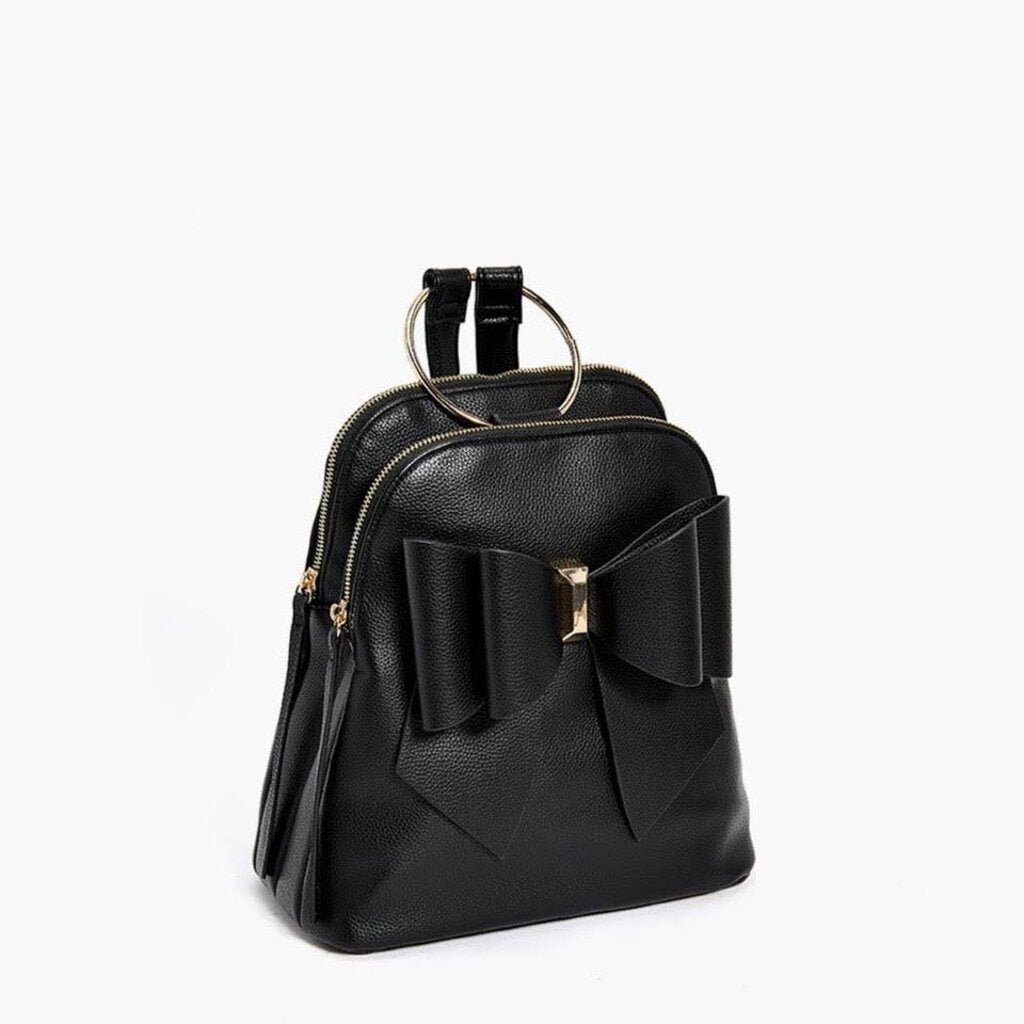 Jasmine Black Ring Top Handle Bow Backpack